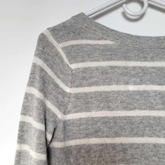 Abercrombie & Fitch Gray Striped Long Button Cashmere Blend Cardigan - Picture 8 of 10